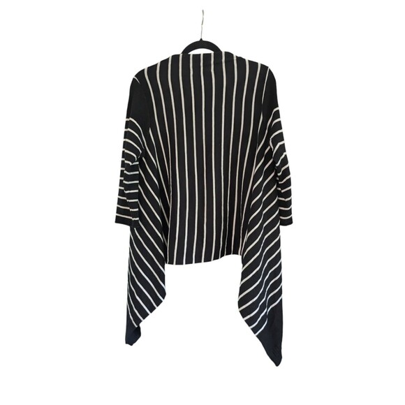 Linda Matthews Womens Cardigan Size Large Black Open Front 3/4 Sleeve - Picture 3 of 3